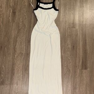 JLUXLABEL Strapless White Dress with Black Trim